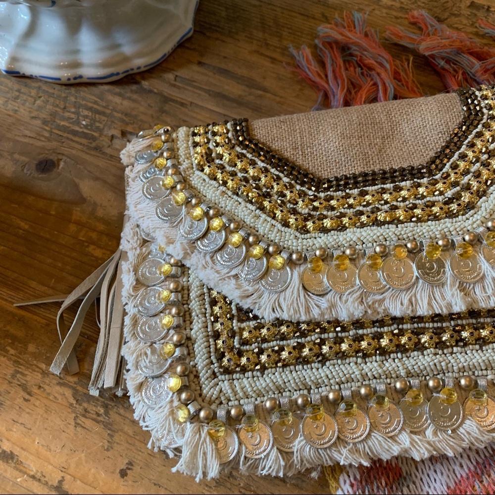 New Women's Natural Leela Clutch Ratan Cross-Body Purse - Picture 7 of 8